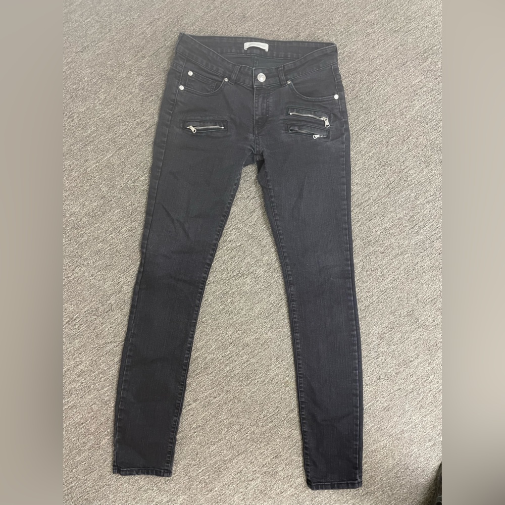 Pierre Balmain black zipper detail jeans size 28